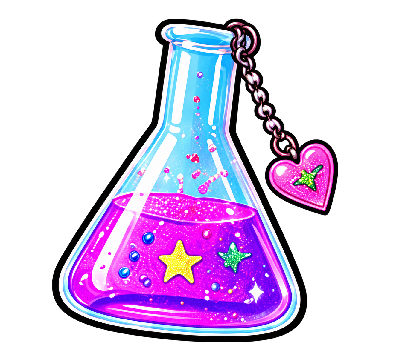 Sparkling laboratory flask illustration